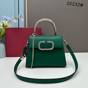 Women's Designer Chain bag Luxury leather handbag Swarovski imitated crystal logo magnetic buckle open and close crossbody bag Fashion shoulder bag