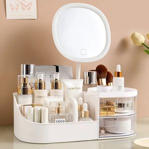 Cosmetic storage box Desktop dressing table Makeup mirror Skincare rack Lipstick sorting 240130