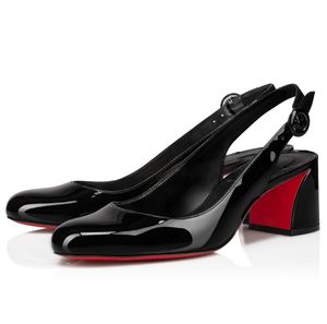 Verão Luxo Vermelho Desugner Sandálias Sapatos So Jane Sling Patent Bezerro Couro Mulheres Slingback Lady Round Toe Daily Walking EU35-43 Orignal Box