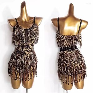 Scen Wear Leopard Latin Dance Dress Women Tango Dancing Costume Chacha Samba Performance Adult Practice Dancewear VDB5594