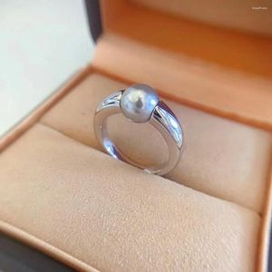 Cluster Rings Design South Sea Round 8-9mm Grey Pearl Earring 925s