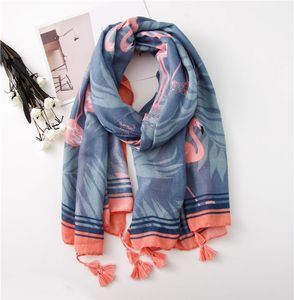 new fashion cotton flamingo print tassel scarf women animal print wrap shawls scarf hijab whole 10pcs lot 8288637