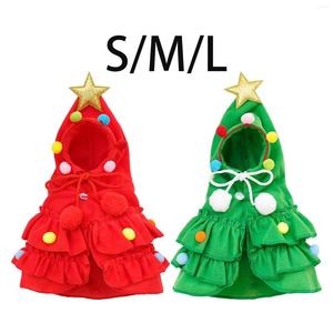 Dog Apparel Cat Christmas Costume Pet Hoodie Cosplay Dress Xmas Cloak With Star And Pompoms Tree Cape Santa Hat For Cats Dogs