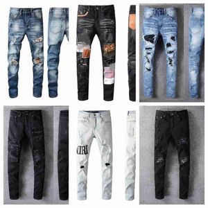 Jeans firmati da uomo di alta qualità, tecnologia della moda, designer di lusso, pantaloni in denim, jeans blu, neri, strappati, vestibilità slim