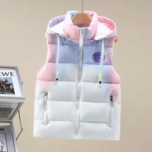 Autunno Inverno Caldo Senza Maniche Giubbotti per Uomo Con Cappuccio Rosa Sfumato Moda Donna Coppia Gilet Casual Cappotti Imbottiti Spessi 240202