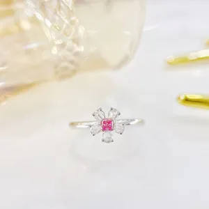 Cluster Rings YM2024 Pink Diamonds 0.08ct Solid 18K Gold Female's Diamond Wedding Engagement For Women