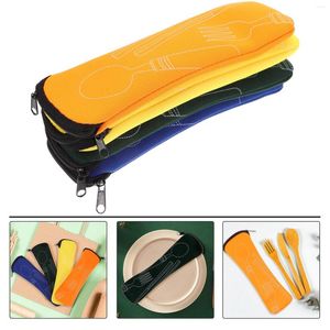 Kök förvaring 4 st Cutery Bag Fork Spoon Camping Accessories Utensil Pouch Portable