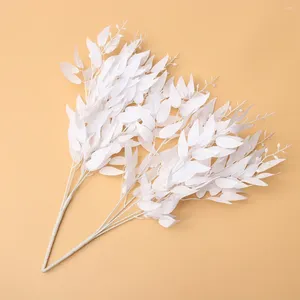 Decorative Flowers 2pcs Artificial Willow Leaves DIY Leaf Decor Festival Party Ornament Home Living Room (White)