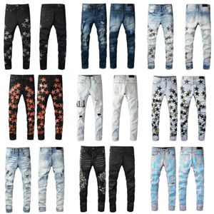 Lila Jeans Designer Herren Lila Jeans Damen Mann Amirs Slim Fit Denim Briefdruck Hose Luxus Urlaub Outdoor Jeans Herren Streetwear Große Größe Hose Jeans 255