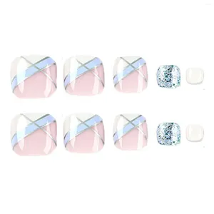 False Nails Press On Toenails French Style Full Cover Square Artificial Nail Tips For Outgoing Dress Matching