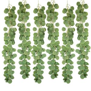 Dekorativa blommor 1m konstgjorda hängande växter Eukalyptus Garland Vine Fake Plant for Wedding Party Home Garden Decoration Spring Greenery