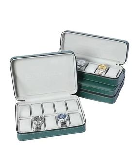 6/10/12 SLOTS WACK BOX PORTABLE Travel Dragkedja PU Leather Storage Case Jewelry Storage Box Display Box With Watch Cloth 240129