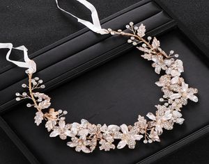 Trendy ślubne Hair Accessories Gold Rhinestone Crystal Headband Bridal Tiara Wedding Headband ręcznie robiony biżuteria 5874201