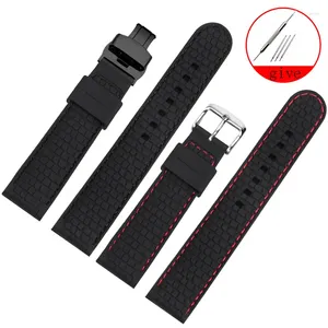 Uhrenarmbänder YOPO Ausgewählte Qualität Silikon UniversalInterface Uhrenarmband Schwarz Wasserdicht Gummi NeedleBuckle Zubehör Armband