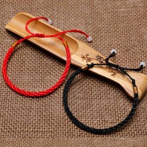Link Bracelets Woven Couples Red Rope Braided Adjustable Bracelet Solid Color Friendship Handmade Friend Gift Jewelry Women Men