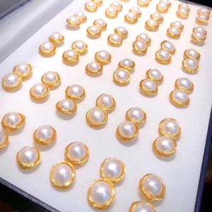 Brincos pendurados um par de pérolas de água doce branco barroco 18k enrolamento lindo gancho feminino dia dos namorados acessórios de halloween cultivados