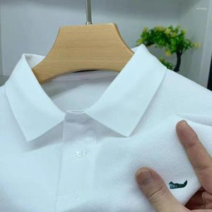 Polos masculinos homens algodão polo camisas de alta qualidade lapela verão logotipo casual manga curta moda sportswear topos