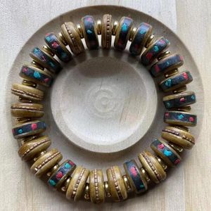 Strand Yak Bone Inlaid Buddha pärlor tibetansk etnisk stil armband