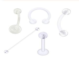 16G Clear Acrylic UV Belly Button Rings Nose Eyebrow Lip Ring Bar Industrial Barbell Ear Piercing Body Jewelry3297520