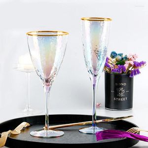 Wine Glasses (Can Engrave Logo) 300ML Gold Rim Crystal Glass Home Wedding Colorful Goblet Cup Used For Drink Red Champagne Cocktails