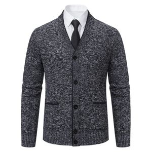 Outono inverno marca moda camisola de malha masculina cardigan preto coreano casual casacos jaqueta roupas dos homens 240130