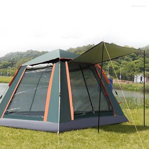 Tält och skyddsrum Camping 3-4 Persons vattentät utomhusfamiljtält helt automatisk ultralätt regntät strand