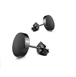 ZMZY Stainless Steel Ear Studs Earrings Black Silver Color Round Shaped Clasp Push Back Earrings for Women Men Jewelry Cool Gift8469220