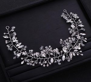 El yapımı Silve Kristal Rhinestone Düğün Baş Bandı Tiara Gelin Başlık Saç Vine Kadın Saç Takı Düğün Saç Aksesuarları6039978