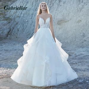 Gabriellar Delicate Ruffled Spaghetti Straps Wedding Dresses V-neck Appliques A-line Wedding Gowns Abito Da Sposa Customer Made 240126