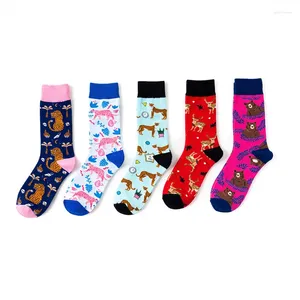 Women Socks 1 Pair Female Cartoon Bear Deer Leopard Cute Funny Casual Cotton Sock Hosiery Streetwear Harajuku Crew