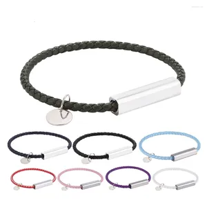 Link Bracelets Simple Titanium Steel Braided Leather Bracelet Sailor Rope Men's Couple