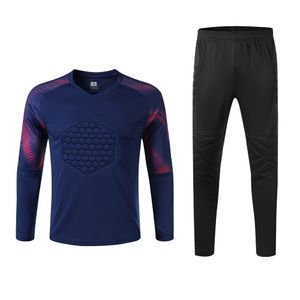 Mens childrens goalkeeper uniform set football jersey football training pants clothing set sponge chest buttocks knee pads and elbow protection 240210