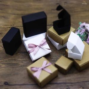 Envoltório de presente Jewrlry Caixa de papel DIY Kraft para favores de casamento festa de aniversário doces biscoitos Natal