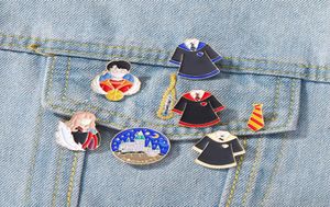 Magic Bachelor Gown Emalj Pin Witch Wizard Uniform Custom Brosches Lapel Badge ryggsäck Tecknad tillbehör Häxans smycken3437761
