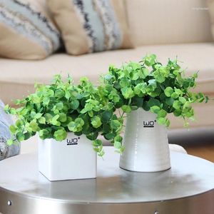 Decorative Flowers Artificial Plants Deco Aesthetic Grass Green Leaf Clover Floral Potted Bonsai House Decoration