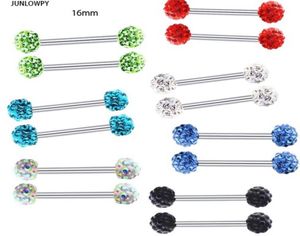 패션 혀 링 스테인레스 스틸 젖꼭지 바벨 크리스탈 이어 바 트라거스 귀이 바디 피어싱 보석 믹스 10 색상 5706675