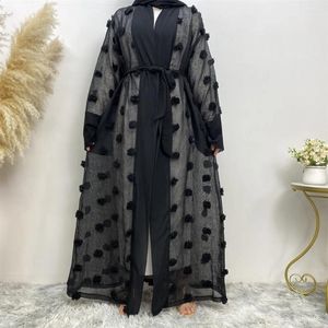 エスニック衣類femme musulman open yimono abaya flowers cardigan dubai turkey kaftan女性