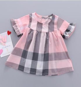 어린이 판매 039S 의류 2019 여름 신규 한국 소녀의 단락 드레스 면화 아기 격자 무늬 공주 드레스 드레스 1667113