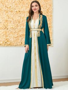 Этническая одежда Платья для женщин Вечеринка Дубай Марокканский Восточный арабский халат Комплекты из 2 предметов Исламский кафтан Рамадан Ид Мусульманин Абая