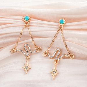 Kolczyki stadnorskie Chicgrowth Snake Earring Dainty Alloy Turkus dla Womengold Dangle Prosty Boho Cute Jewelry Gift