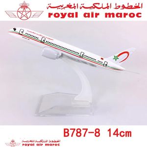 14CM 1/400 B787-800 Model Royal Air Moroccan Airlines W Base Metal Alloy Aircraft Plane Gift Kids Toy Collection 240119