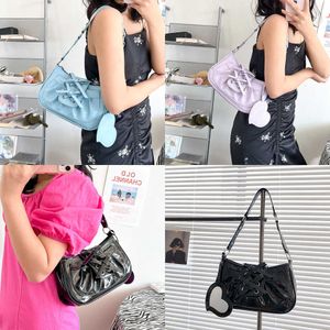 Dinner Evening Bags Korean Version Hot Girl Fashion Personality Cute Patent Leather Underarm Bag Dark Bow Mirror Women's