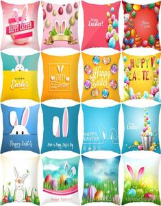 89 Style Easter Bunny Pillow Case Lett Rabbit Egg Print Pillow Cover 4545CM Sofa Dep Cushion Covers Happy Easter Home Decorati2850955