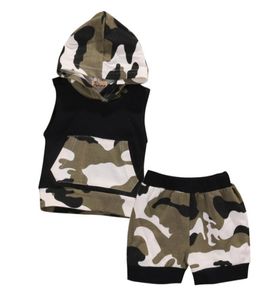 Neonato Neonato Ragazza Vestiti Set Camouflage Con cappuccio Top T-shirt Pantaloni Abbigliamento per bambini Estate Ragazzi Ragazze Abiti Set3437564