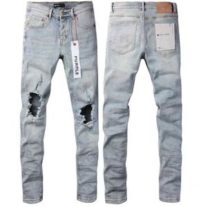 Modemän denim tår utrikeshandel ljusblå jeans sömmar män design motorcykel ridning coola smala byxor lila jeans för kvinnor rock väckelse brev byxa