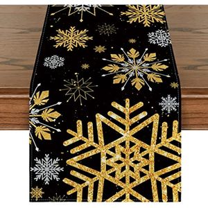 Decorazioni natalizie Fiocchi di neve Runner da tavola in lino nero invernale Cucina Sala da pranzo Decor Runner per feste di nozze 240127