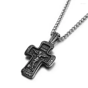 Pendant Necklaces SAIYE Men's Russian Orthodox Cross Necklace Stainless Steel Jewelry 316 Fashion Titanium Wholesale