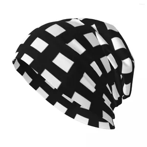 Berets Repeating Square Black And White Pattern Knit Hat Gentleman In Caps For Men Women's