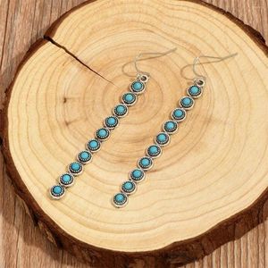 Dangle Earrings Creative Bohemian Style Simple Straight-Shaped Alloy For Women Retro Turquoise Antique Earring