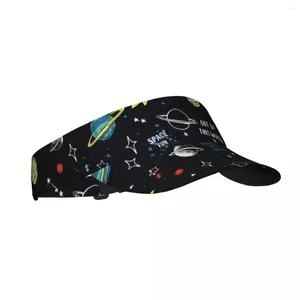 Berets Sports Sun Cap Viseira Ajustável Proteção UV Top Vazio Tênis Golf Running Sunscreen Hat Space Planets Rockets